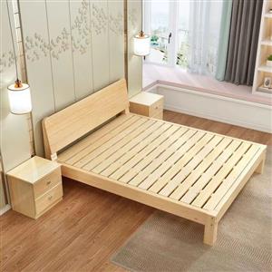 Simple solid wood bed pine double bed economical rental room simple single bed frame