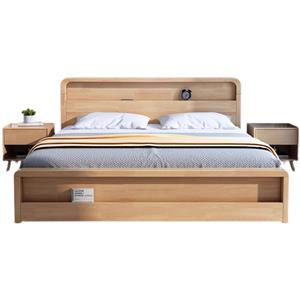 Master bedroom Nordic solid wood bed log double bed modern simple storage wedding bed large bed