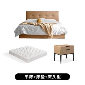 Leather bed master bedroom simple style genuine leather bed cream style double bed European style soft bed