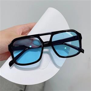 New square frame double beam sunglasses Korean retro large frame pilot glasses trendy ocean lens sunglasses