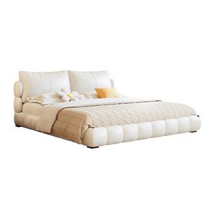 Light luxury Italian style double bed master bedroom leather bed master bedroom king bed