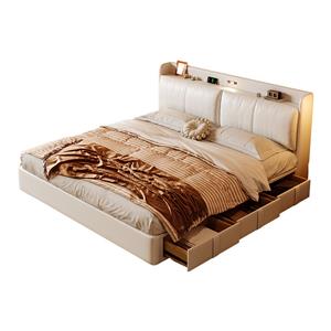 High-end atmospheric box bed modern simple soft bag with drawer storage bed