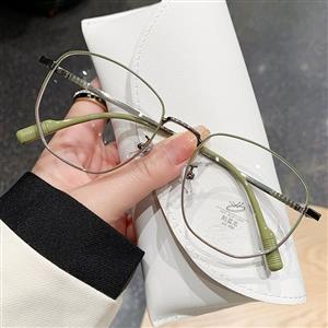 Men's plain polygonal eyeglass frame, large frame, flat glasses, small face, myopia, blue light protection glasses for women