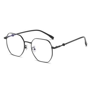 Retro gold wire polygonal anti-blue light glasses for women Myopia large frame plain all-match plain glasses frame