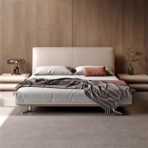 Leather bed master bedroom king bed modern simple double bed bedroom leather bed