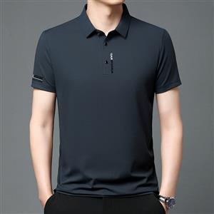 Ice silk short sleeve men's T-shirt lapel business