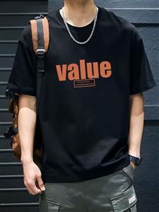 Cotton short sleeve T-shirt men loose crew neck