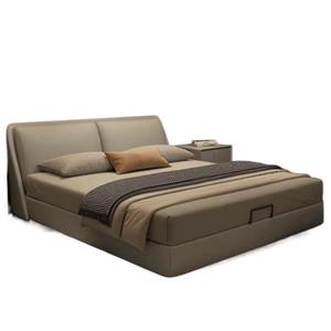 Nordic Internet celebrity ins cream style master bedroom leather bed