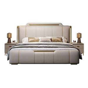 New Italian light luxury leather bed in master bedroom