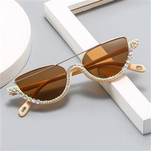 Sunglasses for women, new style, round face, Korean style, fashionable, rimless sunglasses, driving and catwalk sunglasses, anti-ultraviolet