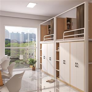 Combined bed and desk wardrobe